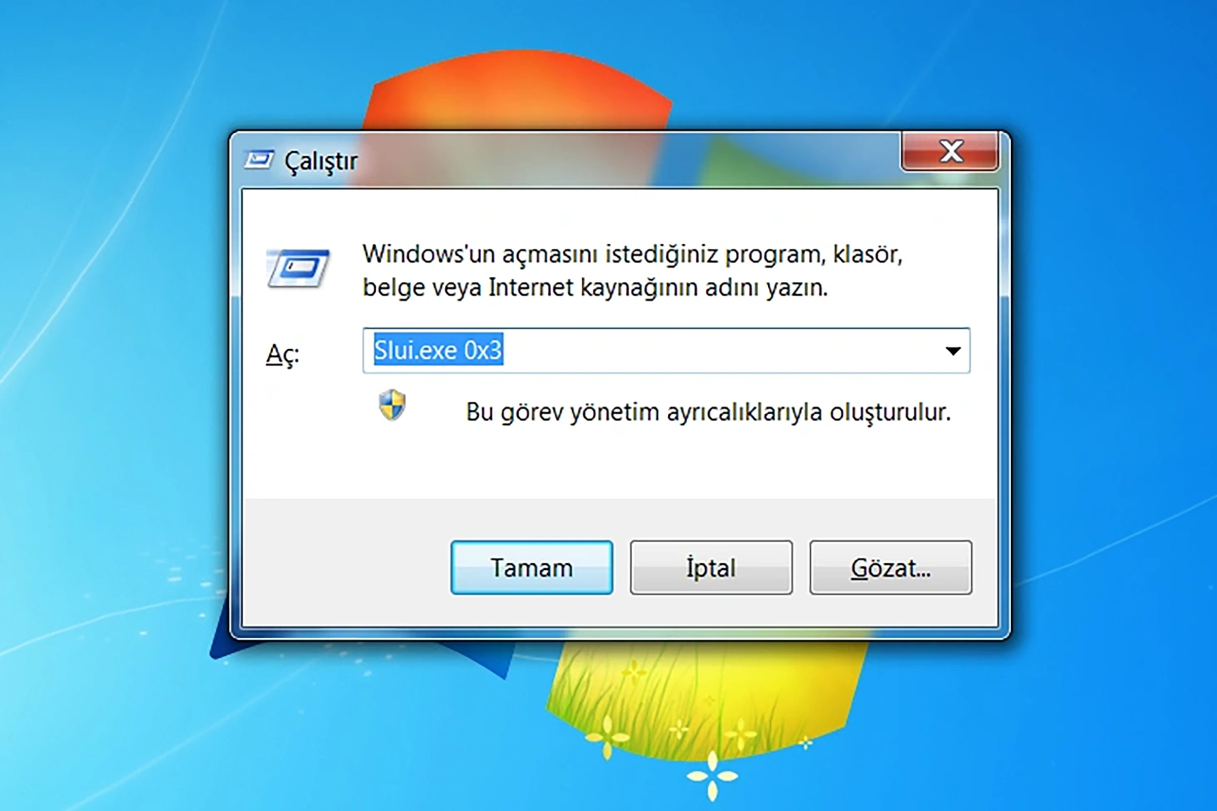 Run Slui - Windows Activation